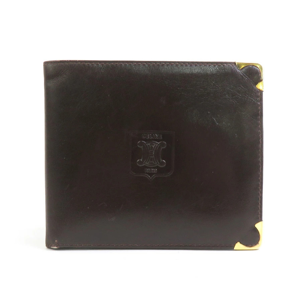 Celine Bi fold Wallet Leather Brown